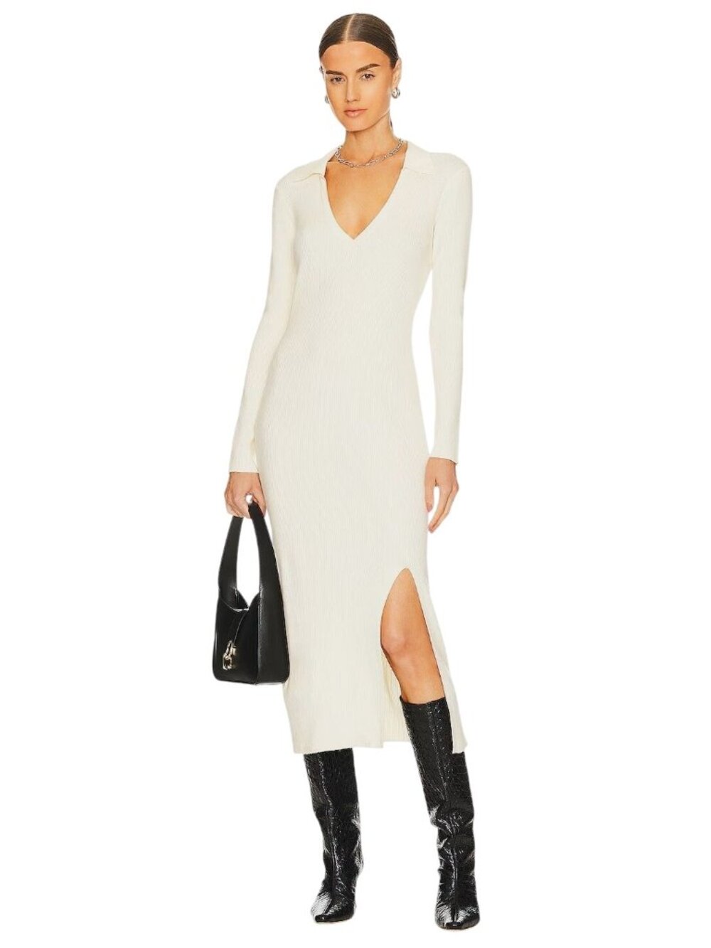 LBLC The Label Zoe Midi Dress in Ivory Small New Womens Knit